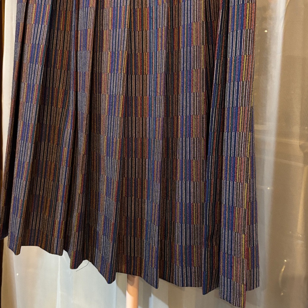 Vintage Roth Le Cover 100% Wool Academia Pleated Multicolor A-Line MIDI Skirt - Picture 3 of 6